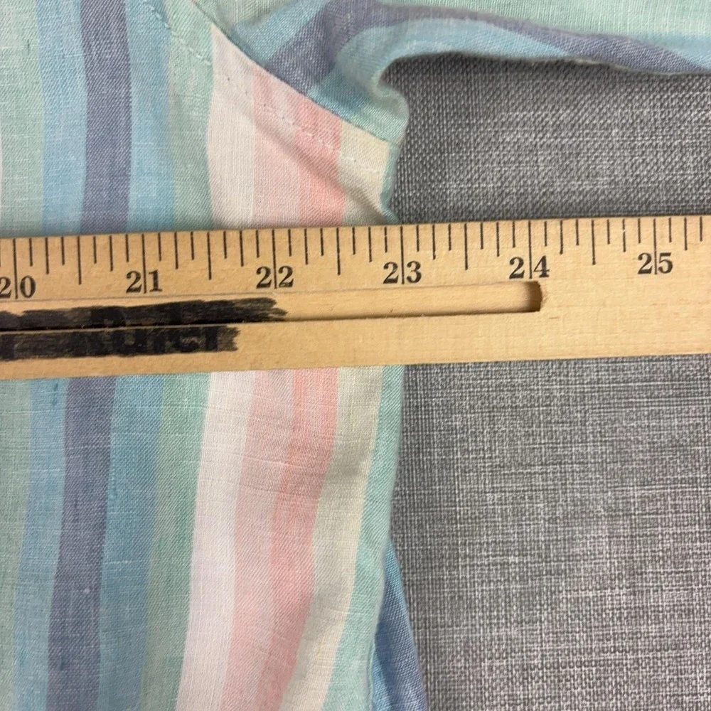 Tommy Bahama Shirt Mens Large Multicolor Striped Long Sleeve Linen Button Up